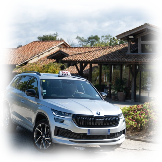 Taxi de l'Irance en service pour la France Un taxi de l'Irance prêt à prendre des passagers dans la Dombes